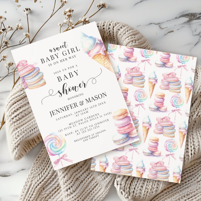 Invitation Sweet Baby Girl Cute Pastel Baby shower de bonbons (Créateur téléchargé)