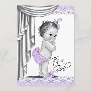 Invitation Sweet Baby Lavender et Baby shower gris