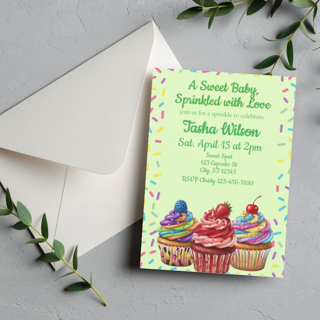 Invitation Sweet Baby Sprinkled w/ Love, Cupcake Shower (Créateur téléchargé)