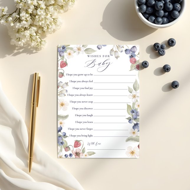 Invitation Sweet Berry Bébé Voeux pour Baby shower Game Card (Sweet Berry Baby Wishes for Baby Shower Game Card)