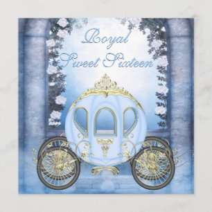 Invitation Sweet bleu 16 de princesse Carriage Enchanted