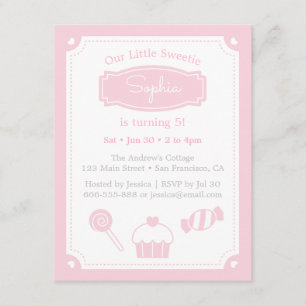 Invitation Sweet Candy et Cupcake, Fête d'anniversaire des fi