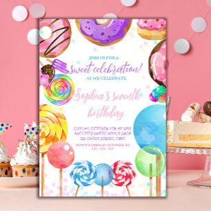 Invitation Sweet Celebration Candy Lollypops Fille colorée