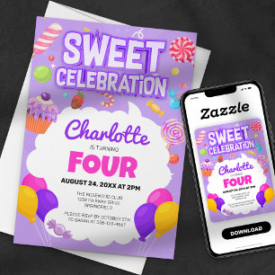 Invitation Sweet Celebration : Candyland Birthday Party