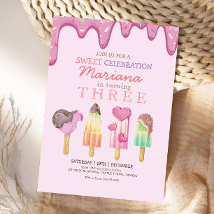 Invitation Sweet Celebration Ice Party 3e anniversaire