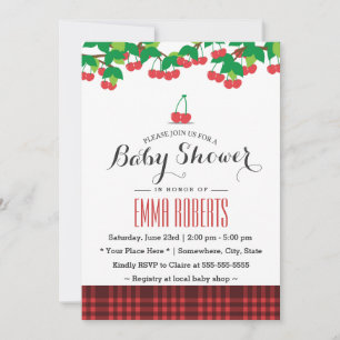 Invitation Sweet Cherries Pique-nique En vichy Baby shower