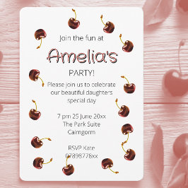 Invitation Sweet Cherry fête d'anniversaire personnalisée