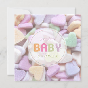 Invitation Sweet Coeurs bonbons Baby shower neutre