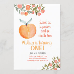 Invitation Sweet comme une pêche et tellement amusant Anniver