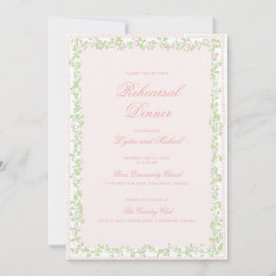 Invitation Sweet Crest avec nœud rose pâle   Dîner de répétit