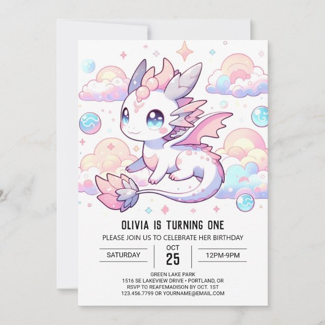 Invitation Sweet Dragon 1er anniversaire (Devant)