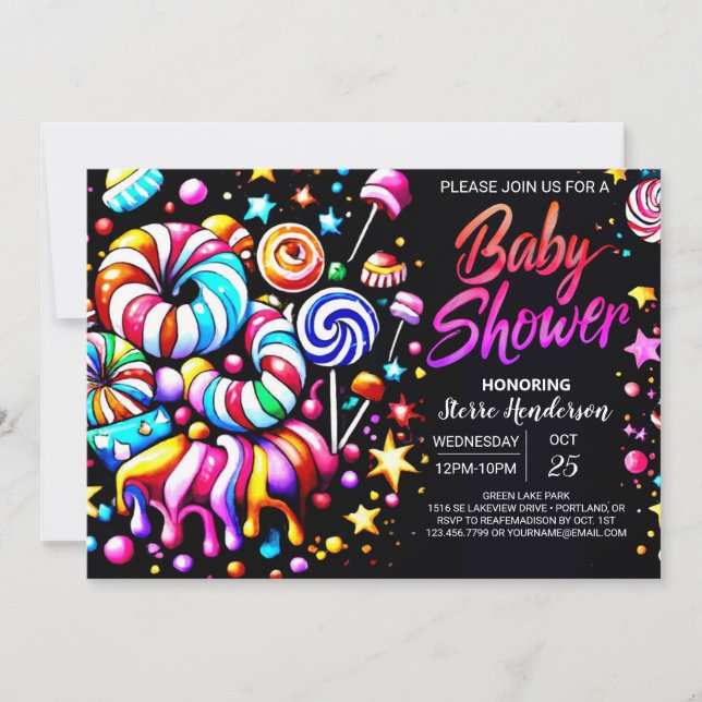 Invitation Sweet Editable Candy Wonderland Baby shower (Devant)