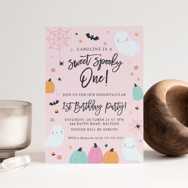 Invitation Sweet Éffrayant Un 1er Anniversaire Fête Invitatio (Sweet Spooky One 1st Birthday Invitation)
