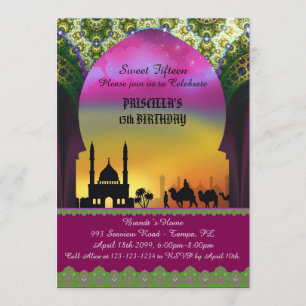 Invitation Sweet Fifteen, anniversaire, invitation, nuit arab
