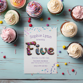 Invitation Sweet "Five" Cookie Sprinkles Enfants 5e anniversa
