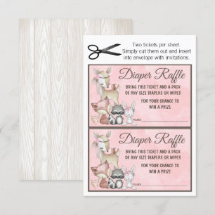 Invitation Sweet Forest Woodland Girls Diaper Raffle Insérer