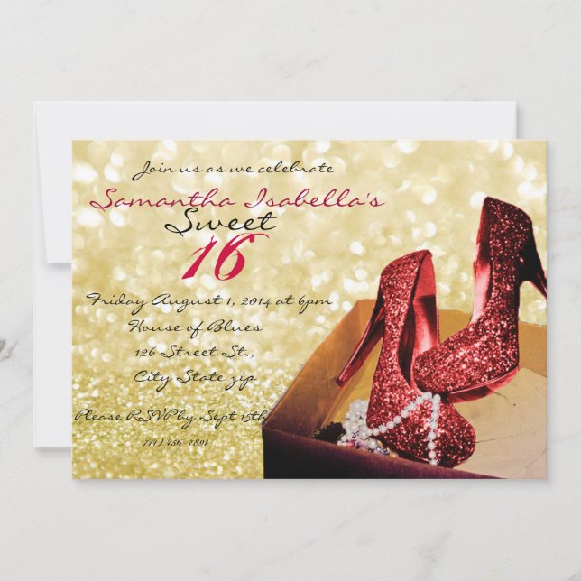 Invitation Sweet Gold Sparkle 16 (Devant)