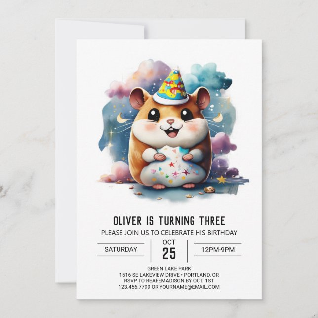 Invitation Sweet Hamster Imprimable Anniversaire (Devant)