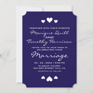 Invitation Sweet Hearts Royal Blue Mariage