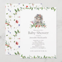 Sweet Hérisson Aquarelle Baby shower Floral