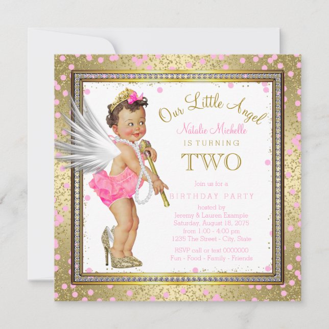 Invitation Sweet Little Angel Girls 2e fête d'anniversaire (Devant)