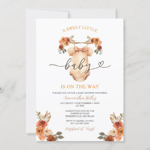 Invitation Sweet Little Baby Clothesline Baby shower floral