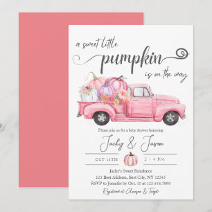 Invitation Sweet Little Citrouille Baby shower fille rose