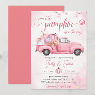 Invitation Sweet Little Citrouille Baby shower fille rose