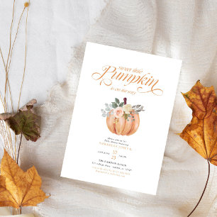 Invitation Sweet Little Citrouille Rose Floral Baby shower d'