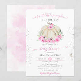 Invitation Sweet Little Citrouille Rose Rose Girl Baby shower