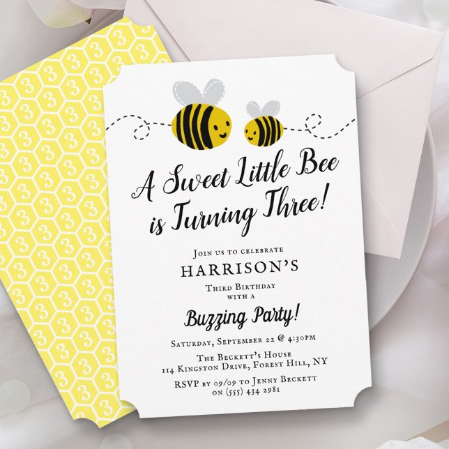 Invitation Sweet Little Honey Bee 3e fête d'anniversaire (Créateur téléchargé)
