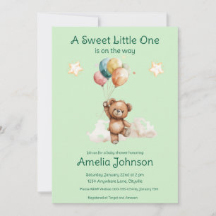 Invitation Sweet Little One sur le chemin Baby shower vert