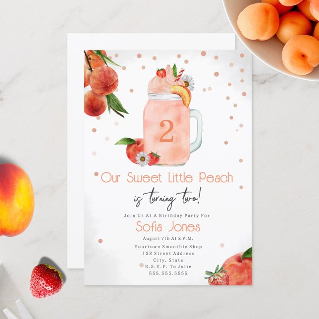 Invitation Sweet Little Peach Smoothie Girls' Birthday Party (Créateur téléchargé)