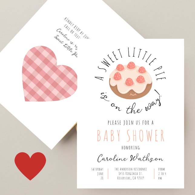 Invitation Sweet Little Pie Baby shower manuscrit fille (Créateur téléchargé)