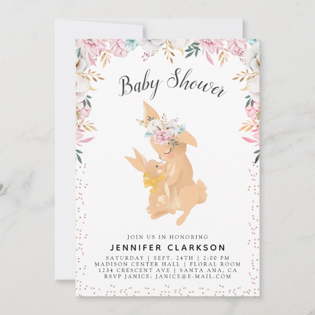 Invitation Sweet Mama & Baby Bunnies Baby shower (Devant)