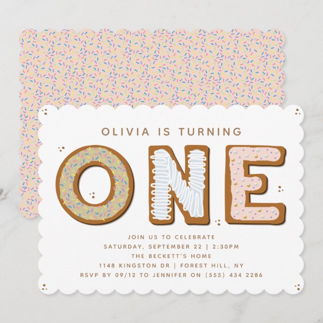Invitation Sweet ONE 1er anniversaire (Devant / Derrière)