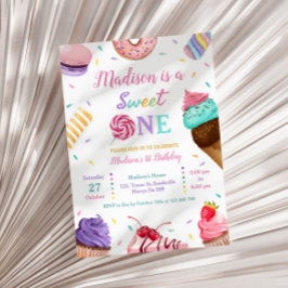 Invitation Sweet One 1er Anniversaire Crème glacée, Donuts Pa