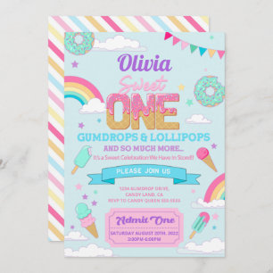 Invitation Sweet One 1er Anniversaire fête Candy Land Invitat