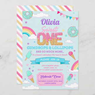 Invitation Sweet One 1er Anniversaire fête Candy Land Invitat
