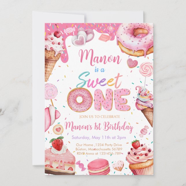 Invitation Sweet One 1st Birthday Girl (Devant)