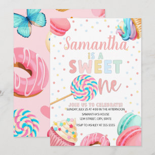 Invitation Sweet One Anniversaire Invitation, Pastel Sweets I