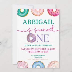 Invitation Sweet One aquarelle beignes 1er anniversaire