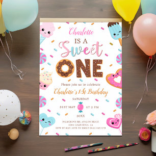 Invitation Sweet One Birthday Donut Candy 1er Birthday