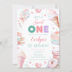 Invitation Sweet one Candy Girl 1er anniversaire
