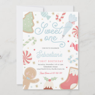 Invitation Sweet One Christmas Cookie 1er Anniversaire