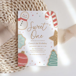 Invitation Sweet One Christmas Cookie 1er Anniversaire