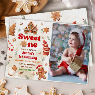 Invitation Sweet One Christmas Gingerbread Maison Anniversair