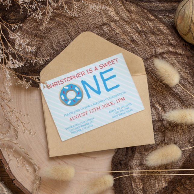 Invitation Sweet One Donut Boy 1er anniversaire (Créateur téléchargé)