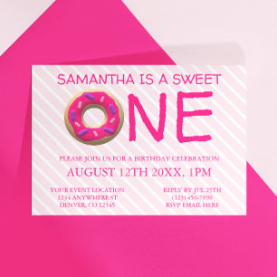 Invitation Sweet One Donut Girl 1er anniversaire