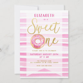 Invitation Sweet One Donut Girl Anniversaire rose